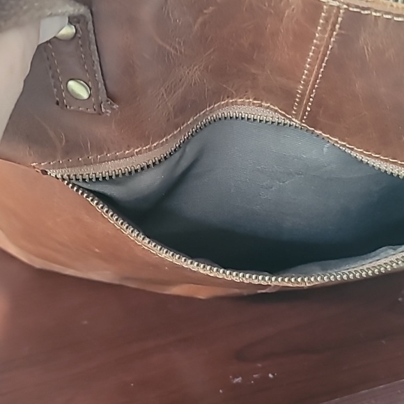 S Zone Women's Bag Large Tote Brown Laptop Crazy Horse Leather Pockets Neutral - Picture 4 of 13